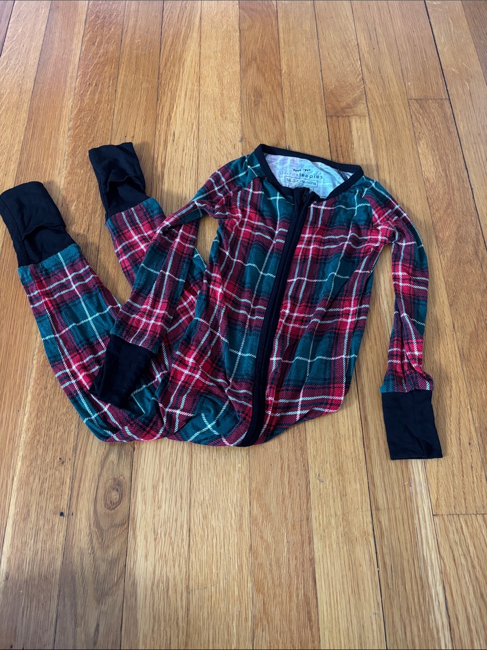 Little Sleepies Plaid One Piece Zipper Pajamas 18-24 months